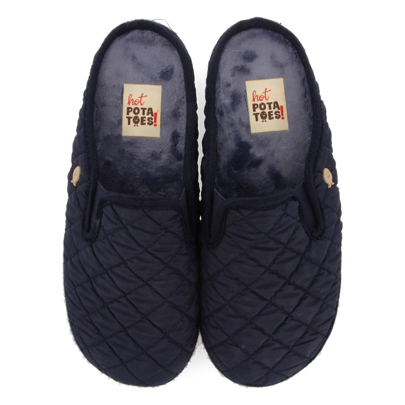 PANTUFAS DE ESTAR EM CASA ACOLCHOADAS DE COR AZUL-MARINHO HEDENSTED