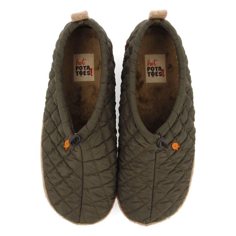 PANTUFAS DE ESTAR EM CASA TIPO SOCA ACOLCHOADAS COR CAQUI LUNDENES 