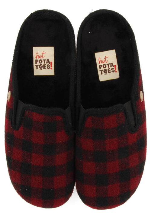 PEGGAU PLAID HOUSE SLIPPERS