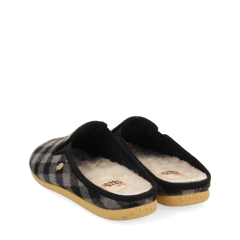 PANTUFAS DE ESTAR EM CASA AOS QUADRADOS CINZENTOS PEGGAU