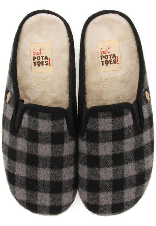 PEGGAU PLAID HOUSE SLIPPERS