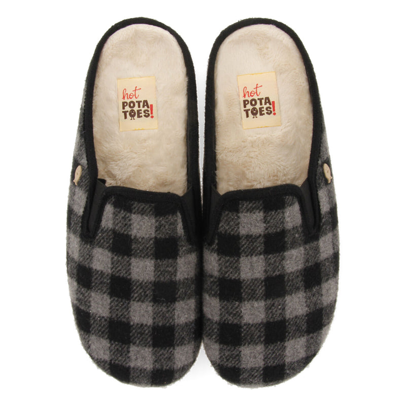 PANTUFAS DE ESTAR EM CASA AOS QUADRADOS CINZENTOS PEGGAU