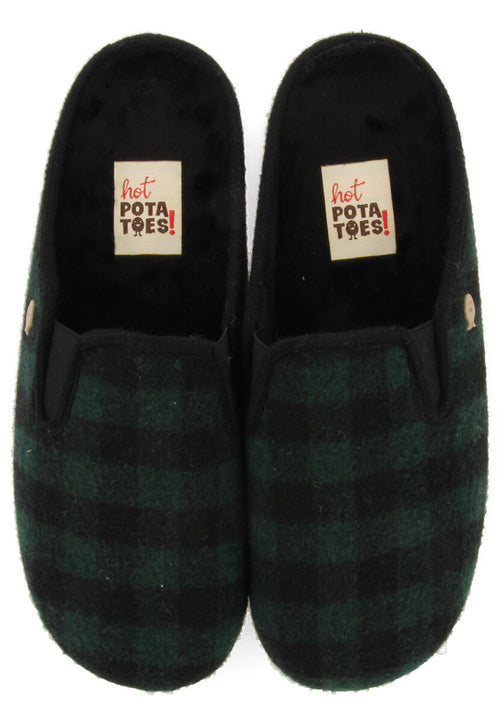 PEGGAU PLAID HOUSE SLIPPERS