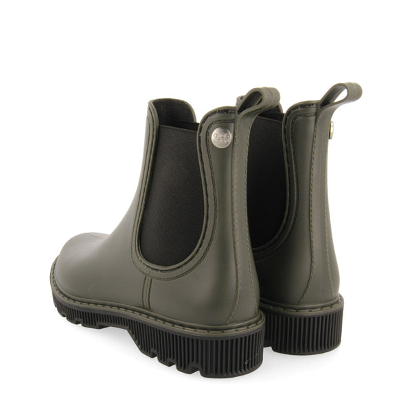 Sisseton women's short khaki chelsea-style welly boots with black details