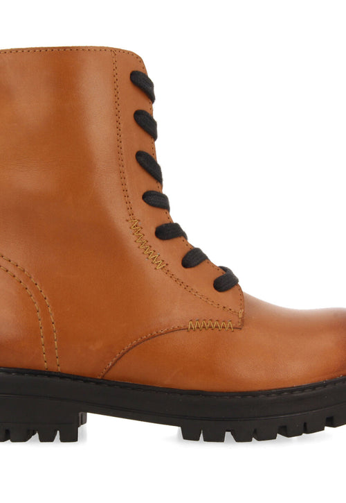 Botines cuero de piel con cordones para niña y niño oacoma