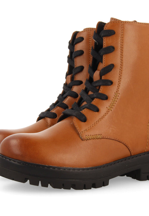 Botines cuero de piel con cordones para niña y niño oacoma