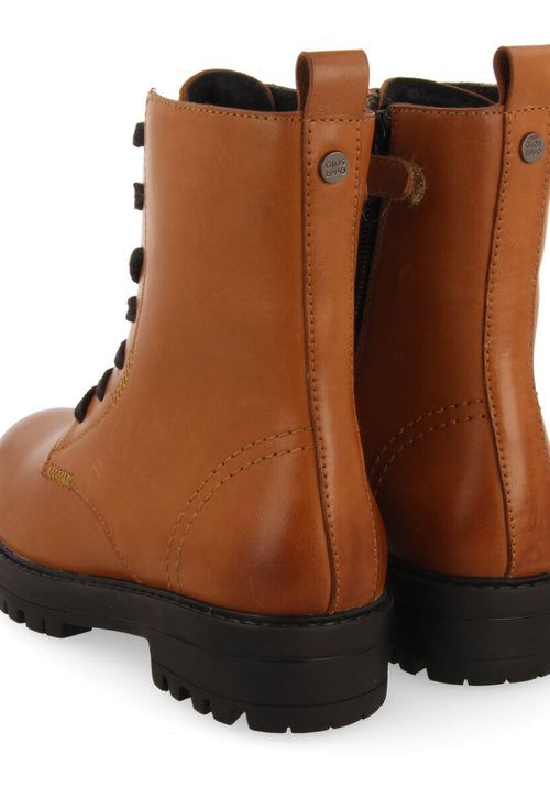 Botines cuero de piel con cordones para niña y niño oacoma