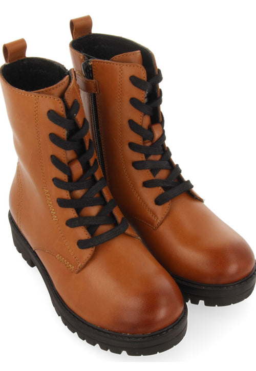 Botines cuero de piel con cordones para niña y niño oacoma