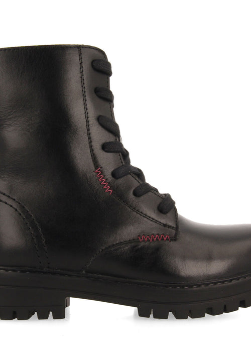Botines negros de piel con cordones para niña y niño oacoma