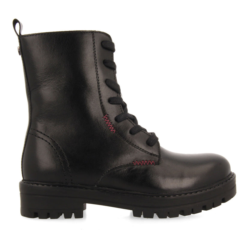 Bottines noires en peau à lacets pour fille et garçon oacoma 