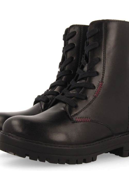 Botines negros de piel con cordones para niña y niño oacoma