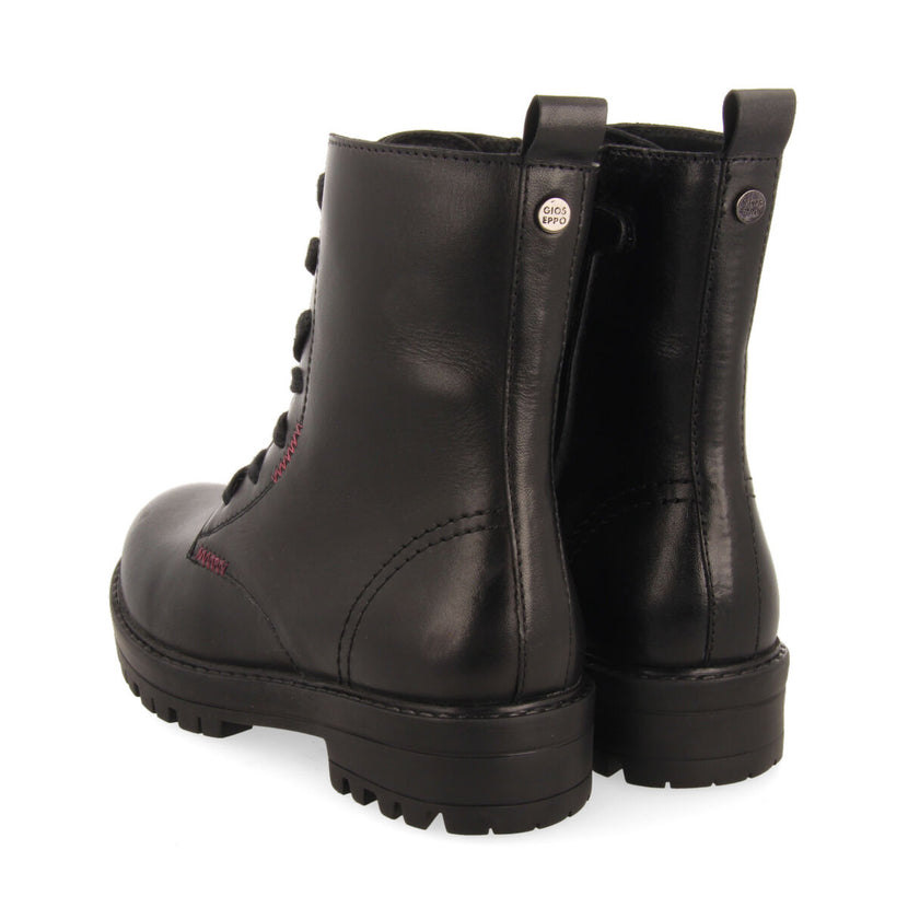 Bottines noires en peau à lacets pour fille et garçon oacoma 