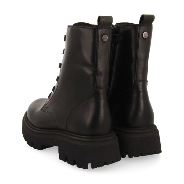 Botines negros de piel con cordones para niña y niño gartness