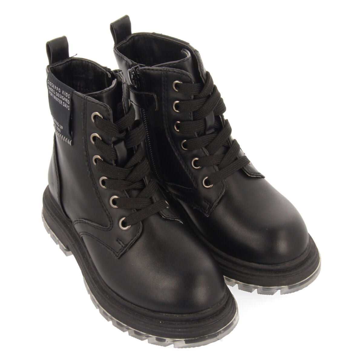 Stivaletti neri stringati da bambina e bambino hamill 