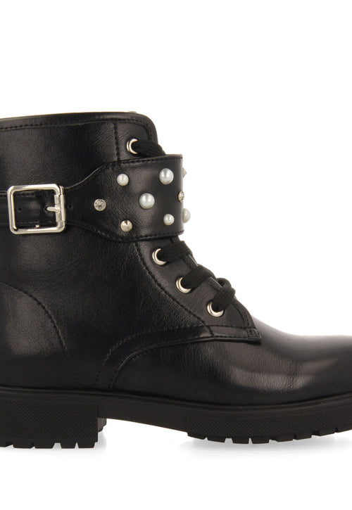 Erskine children's black lace-up ankle boots with decorations