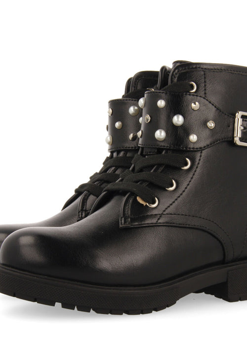 Erskine children's black lace-up ankle boots with decorations