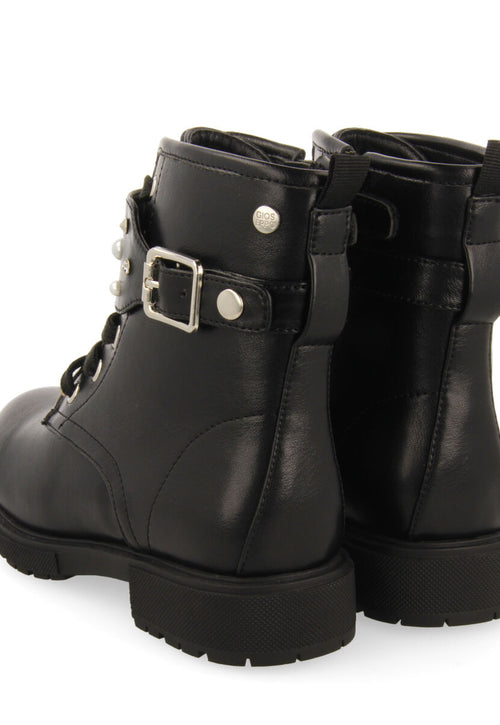 Erskine children's black lace-up ankle boots with decorations