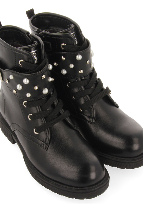 Erskine children's black lace-up ankle boots with decorations
