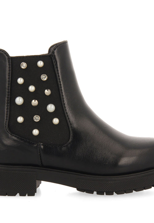 Botines negros tipo chelsea con adornos para niña y niño dirleton