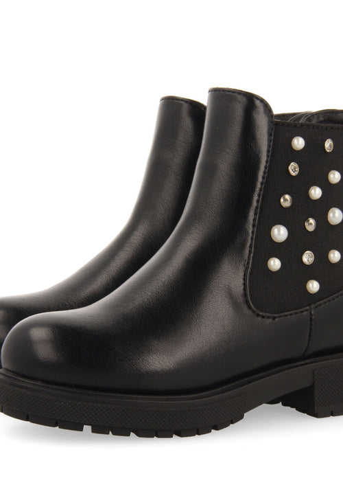 Botines negros tipo chelsea con adornos para niña y niño dirleton