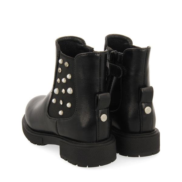 Botines negros tipo chelsea con adornos para niña y niño dirleton