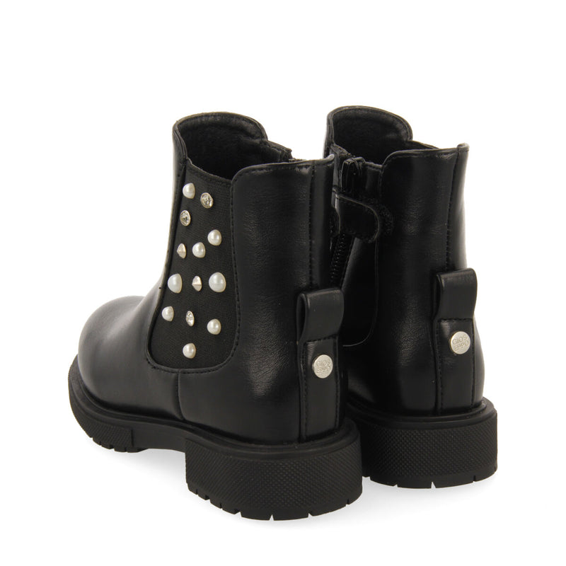 Botines negros tipo chelsea con adornos para niña y niño dirleton