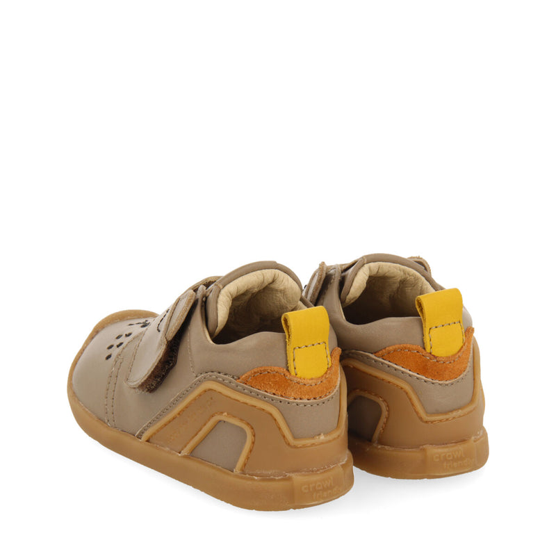 Volin my first gioseppo babies' taupe leather ankle boots with an animal face design