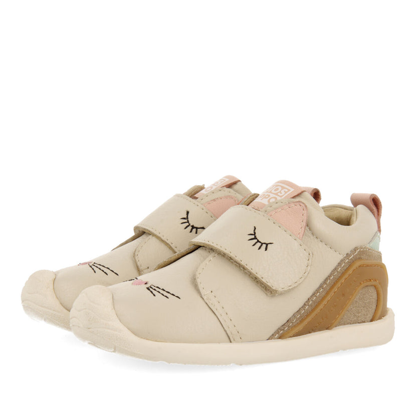 Aflenz my first gioseppo babies' cream leather ankle boots with an animal face design