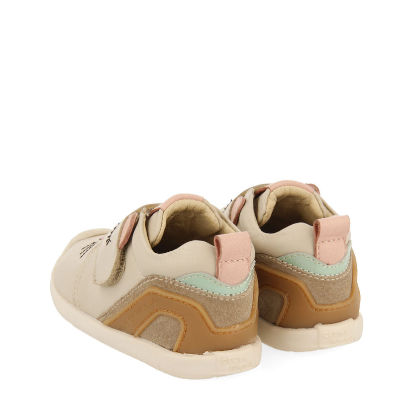 Aflenz my first gioseppo babies' cream leather ankle boots with an animal face design