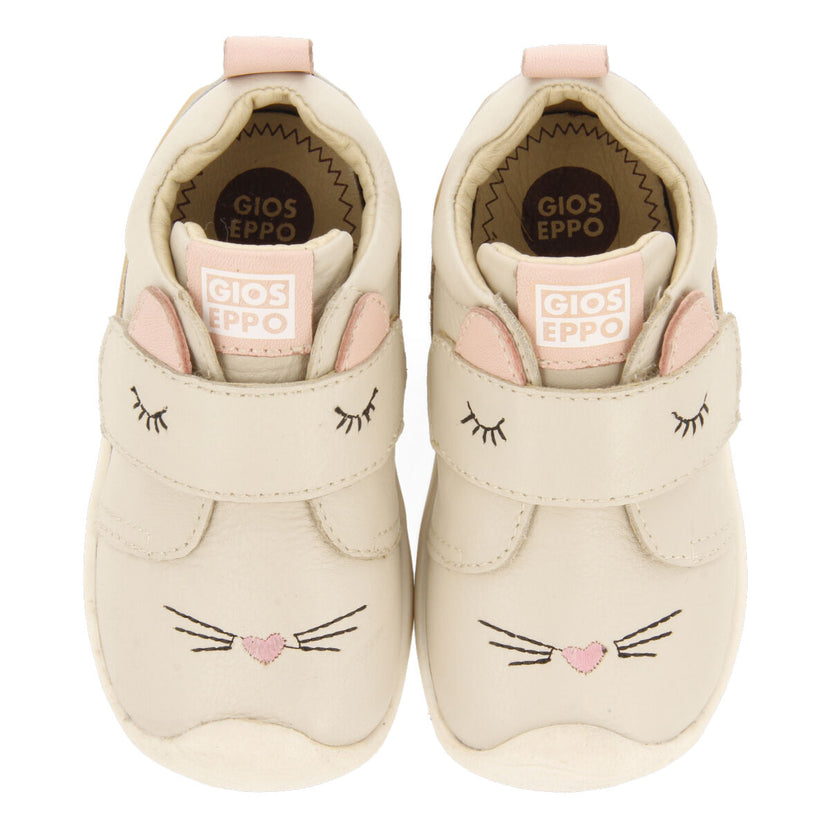 Aflenz my first gioseppo babies' cream leather ankle boots with an animal face design