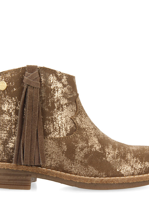 Botines tipo cowboy de piel en dorado para niña y niño dalgety