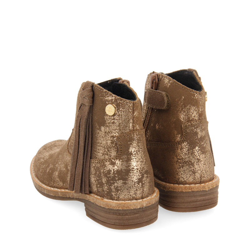 Botines tipo cowboy de piel en dorado para niña y niño dalgety