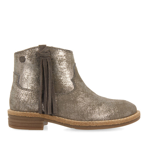 BOTINES TIPO COWBOY DE PIEL EN PLATA PARA NIÑA Y NIÑO DALGETY