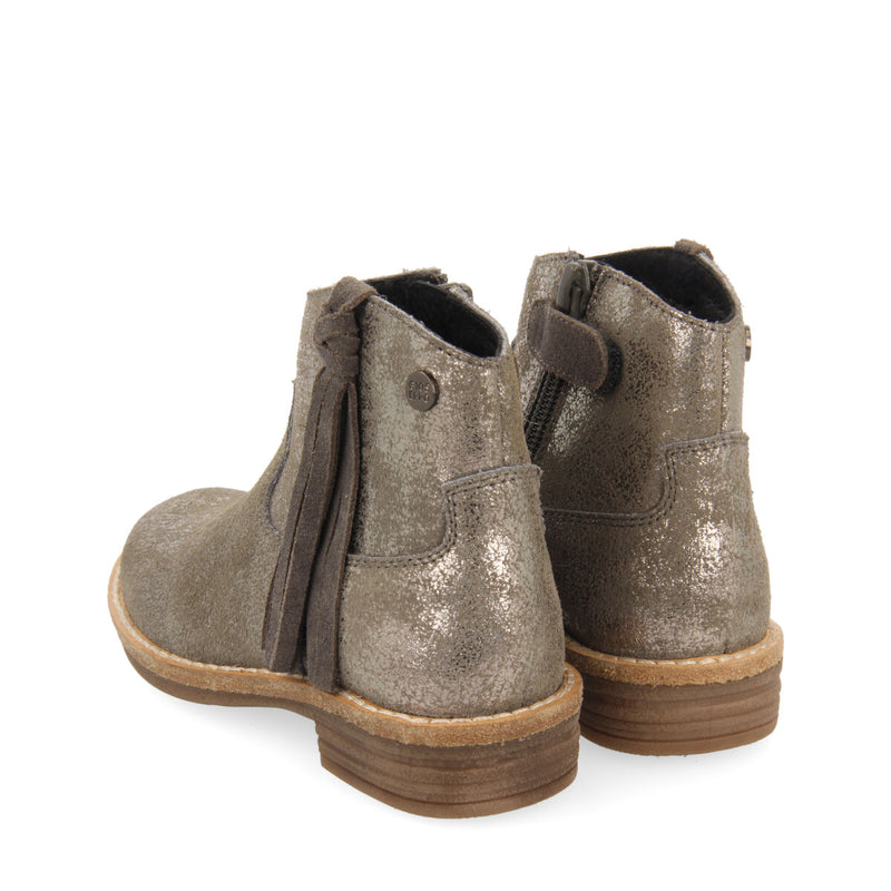 Botines tipo cowboy de piel en plata para niña y niño dalgety