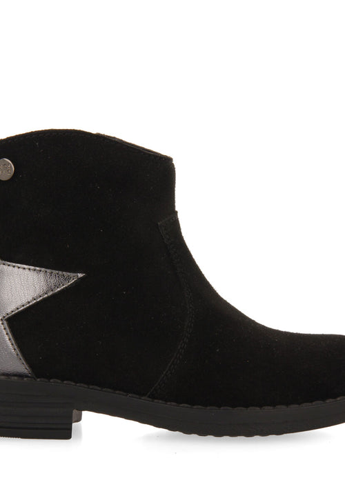 Nastola children's black split-suede cowboy boots with decorative star