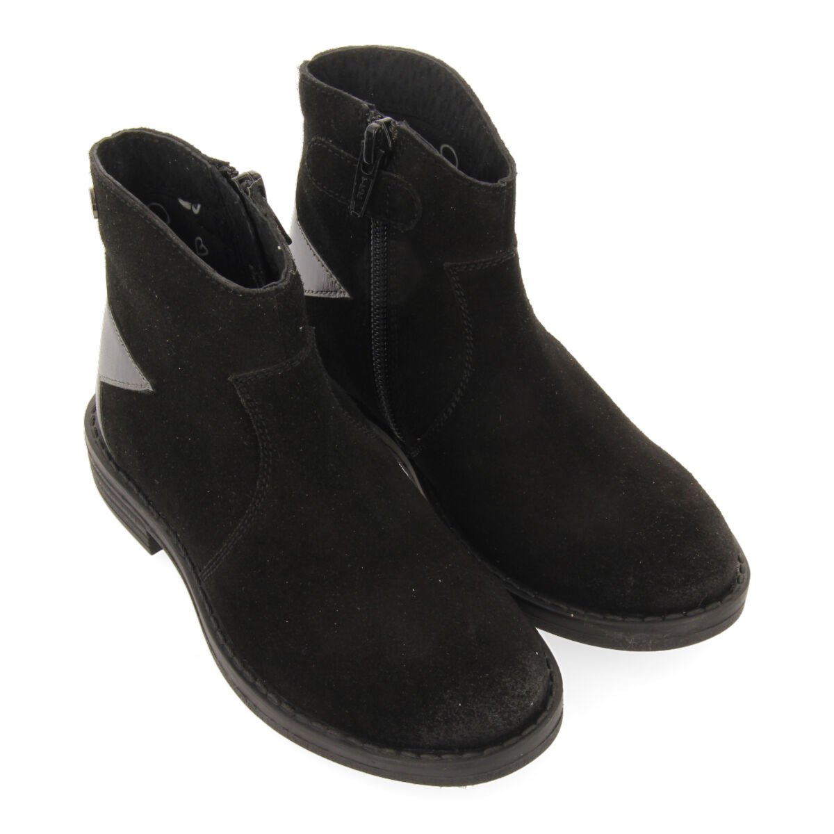 Nastola children's black split-suede cowboy boots with decorative star