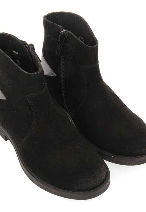 Nastola children's black split-suede cowboy boots with decorative star