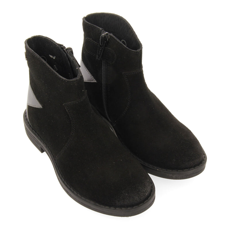 Botines tipo cowboy de serraje color negro con detalle de estrella para niña y niño nastola