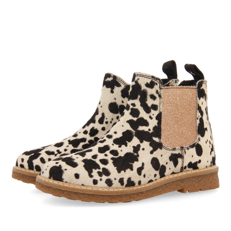 Sekkemo children's cow-print leather chelsea boots