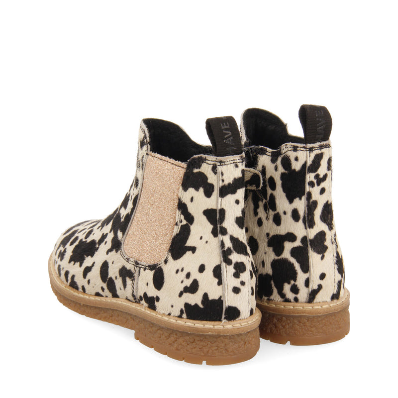 Sekkemo children's cow-print leather chelsea boots