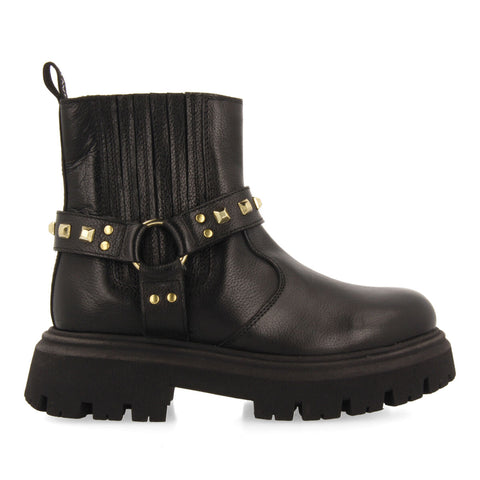 BOTINES NEGROS DE PIEL TIPO CHELSEA CON DETALLE DE TACHUELAS PARA NIÑA Y NIÑO SARABY