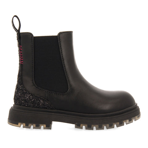 BOTINES NEGROS TIPO CHELSEA CON GLITTER PARA NIÑA Y NIÑO PIANS
