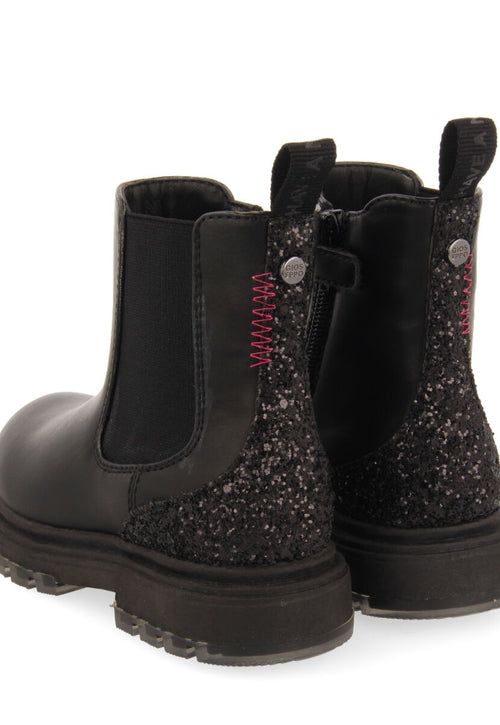 Pians children's glittery black chelsea boots