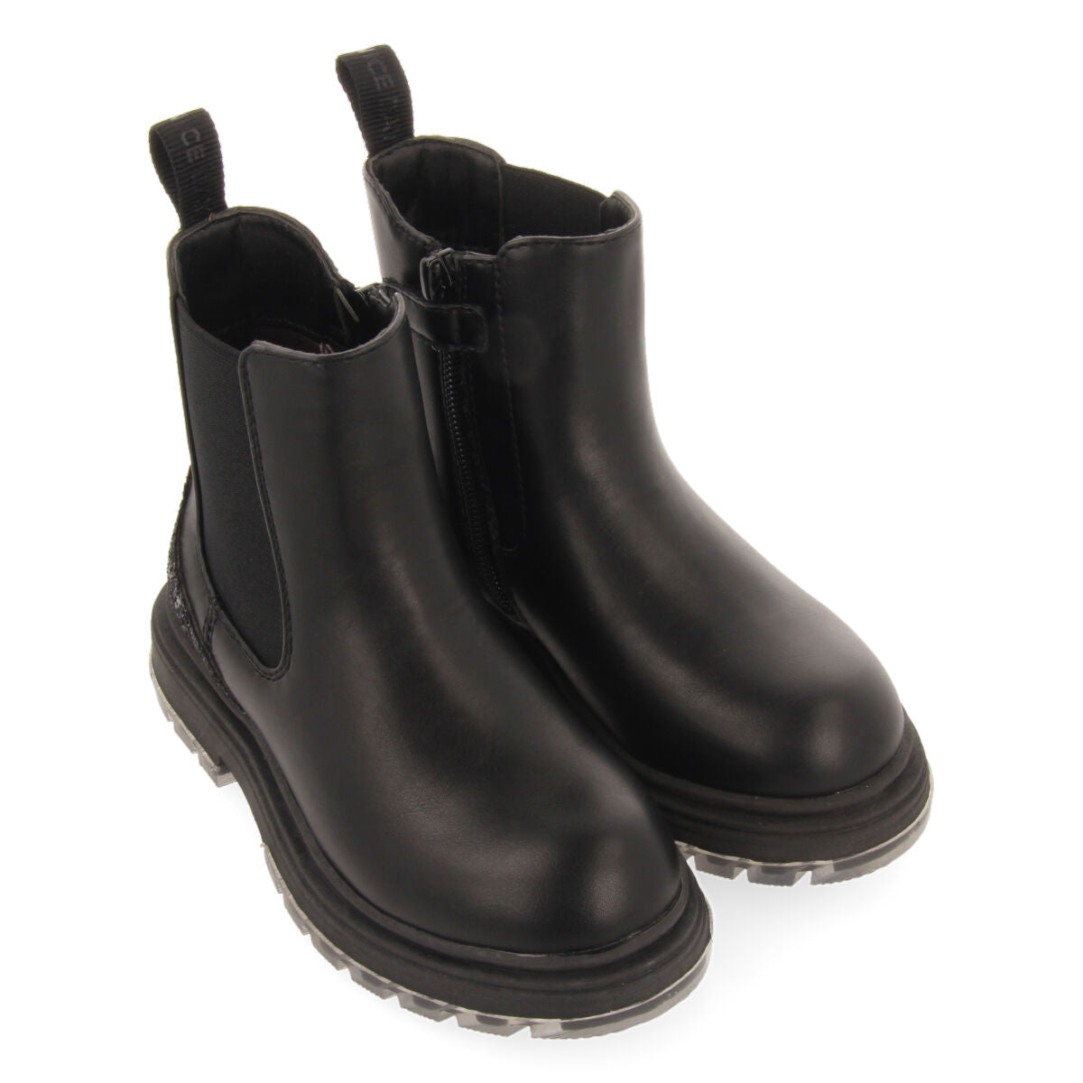 Stivaletti neri tipo chelsea con glitter da bambina e bambino pians 