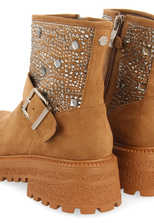 Sandl children's camel-coloured biker boots with gemstones