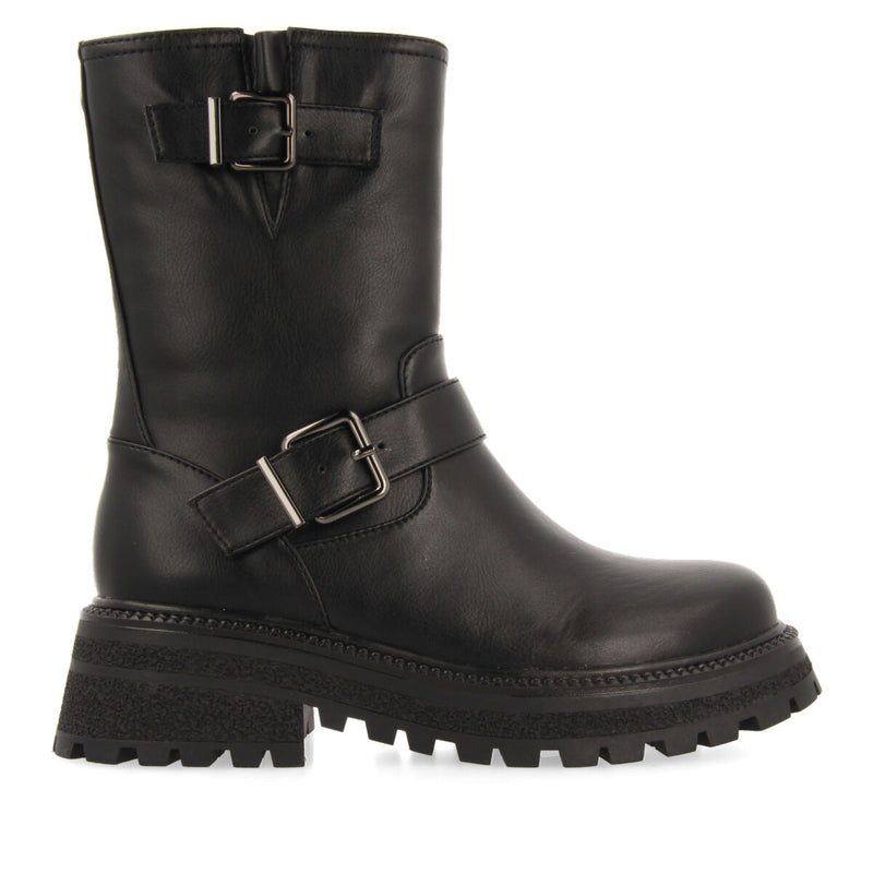 Botas negras estilo biker con hebillas para niña y niño rauris