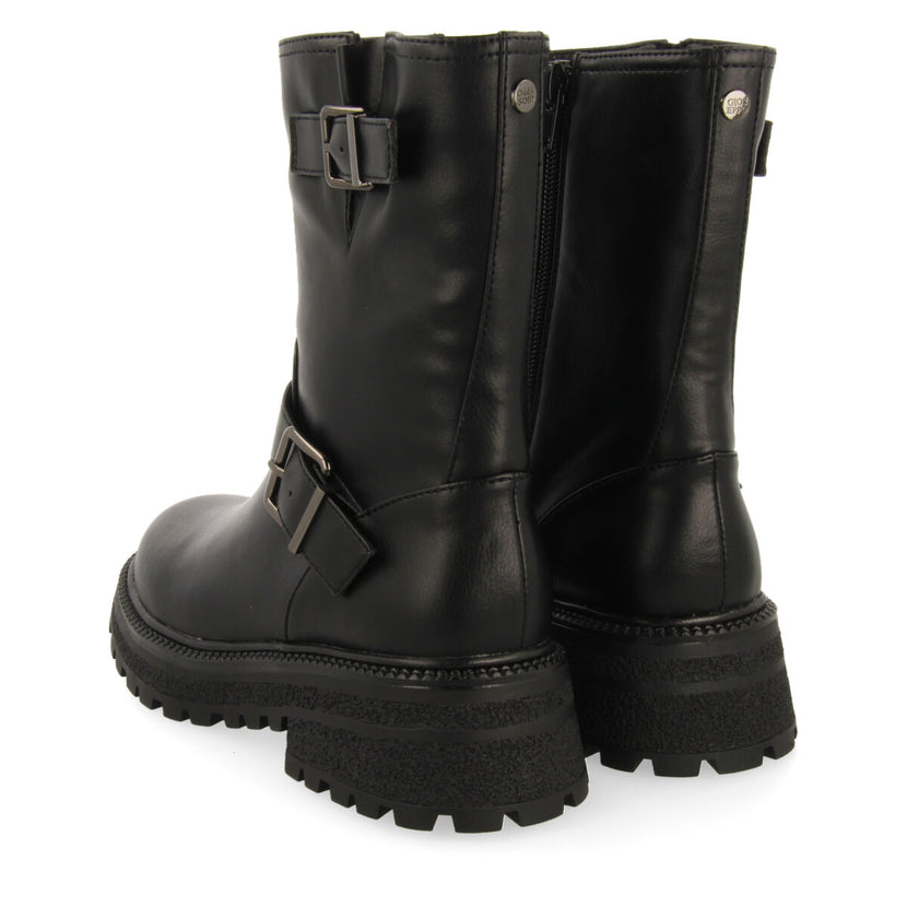 Botas negras estilo biker con hebillas para niña y niño rauris