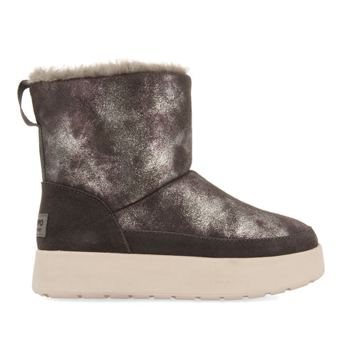 BANFF WOMEN'S METALLIC GREY SPLIT-SUEDE SHEARLING BOOTS