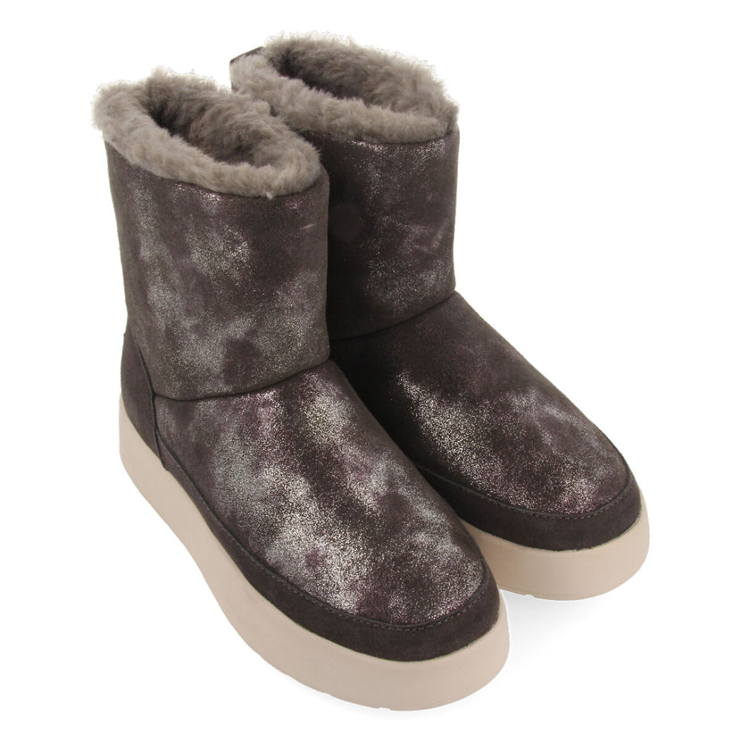 Banff women's metallic grey split-suede shearling boots