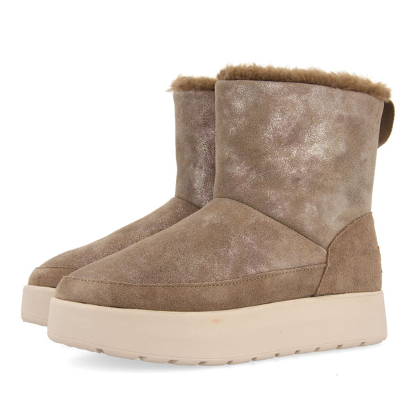 Bottines de type australiennes en cuir suédé taupe métallisé pour femme banff 